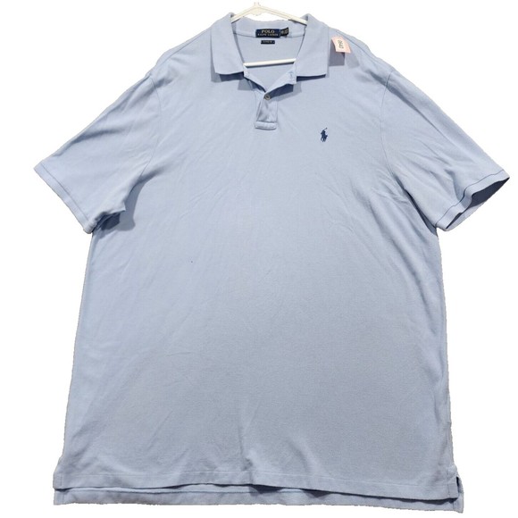 Polo Ralph Lauren Polo Shirt Mens 2XL Blue Solid Classic Fit 100% Cotton - Picture 1 of 15